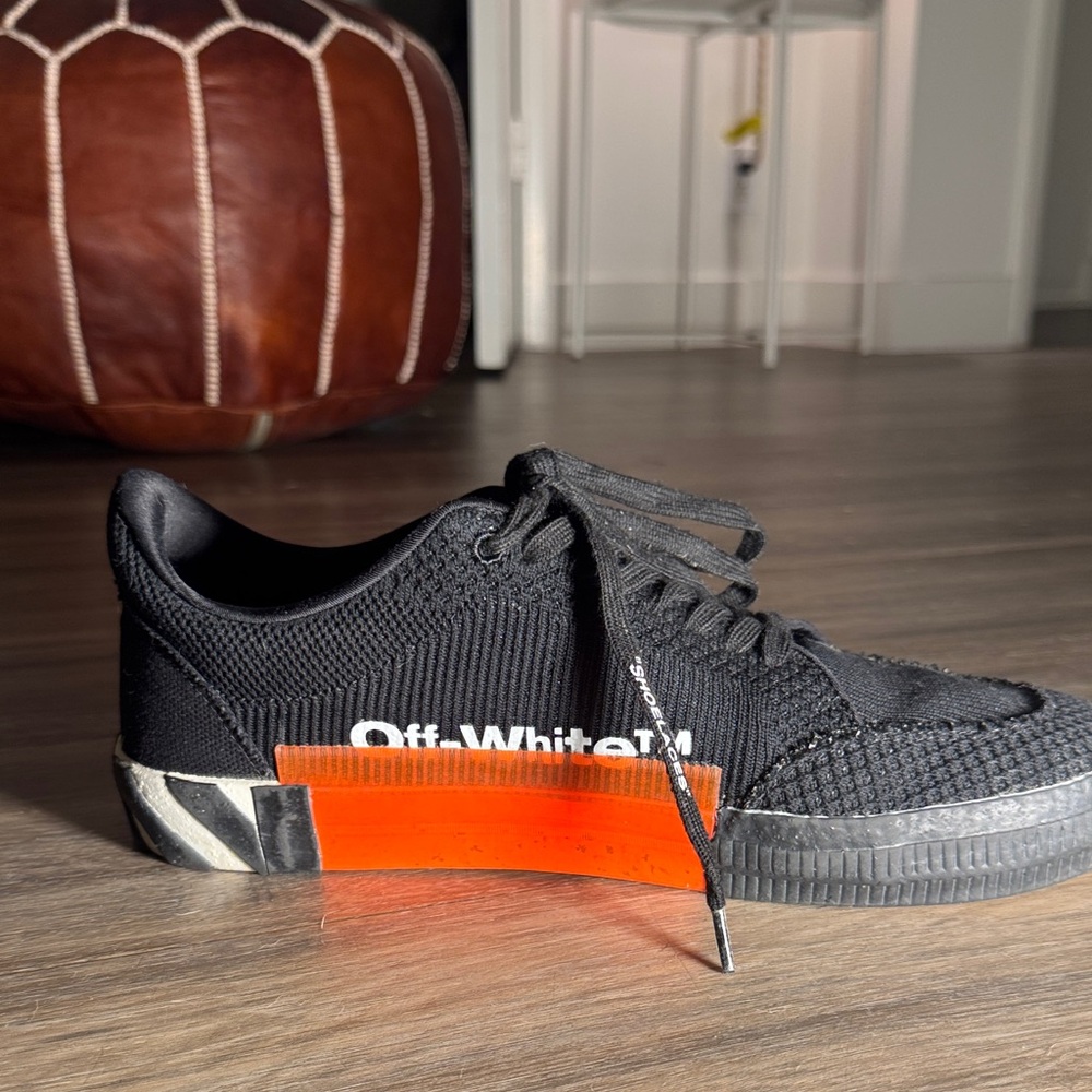 Off-White Black and White Striped Sneakers